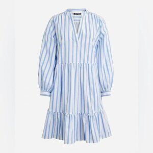 J.Crew Tiered cotton poplin mini dress in Barrie stripe